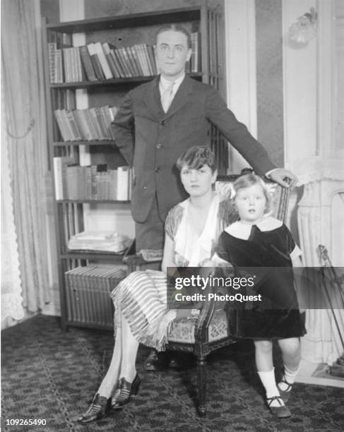 Family portrait of the writer F Scott Fitzgerald , his wife Zelda , and daughter Frances 'Scottie' Fitzgerald, 1925.