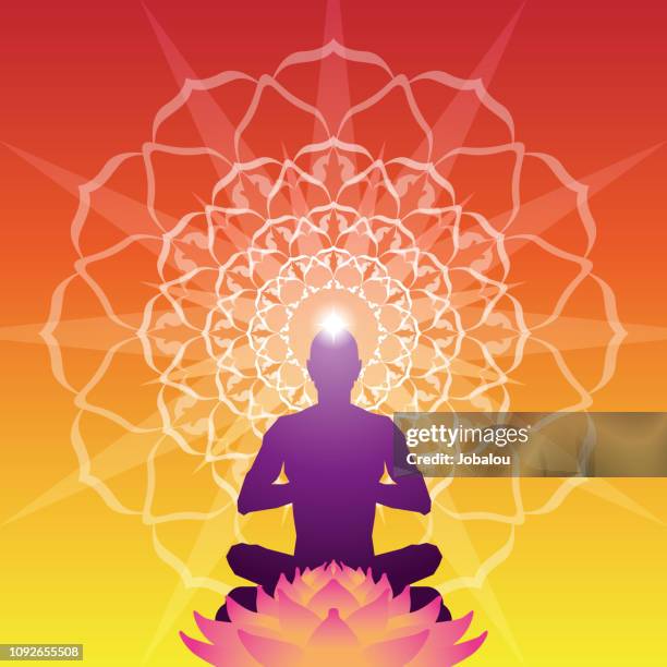 ilustrações, clipart, desenhos animados e ícones de meditação aura fundo - buda