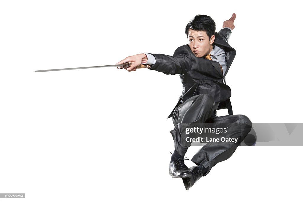 Businessman with sword