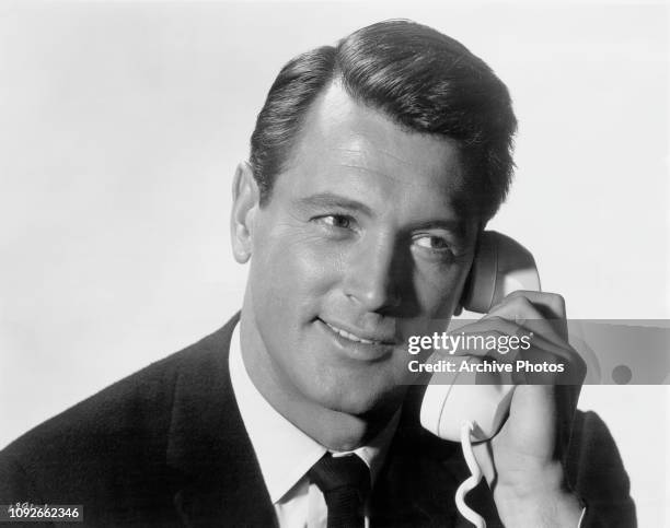 American actor Rock Hudson in a publicity still for the Universal-International film 'Pillow Talk', 1959.