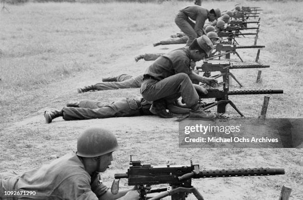 Soldiers of the South Vietnamese Army in training with the M1919 Browning machine gun in South Vietnam, during the Vietnam War, March 1962.