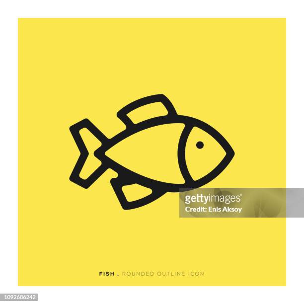 fish rounded line icon - seafood logo stock illustrations