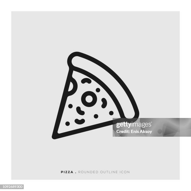 pizza rounded line icon - mozzarella stock illustrations