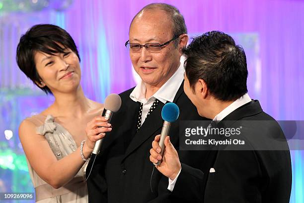 Actor Renji Ishibashi appears on stage during the 34th Japan Academy Awards at Grand Prince Hotel New Takanawa on February 18, 2011 in Tokyo, Japan.