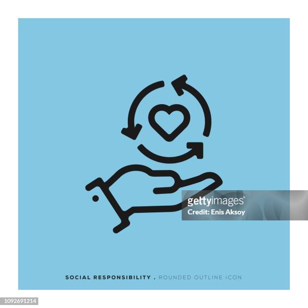 illustrations, cliparts, dessins animés et icônes de icône de ligne arrondi de responsabilité sociale des entreprises - questions sociales