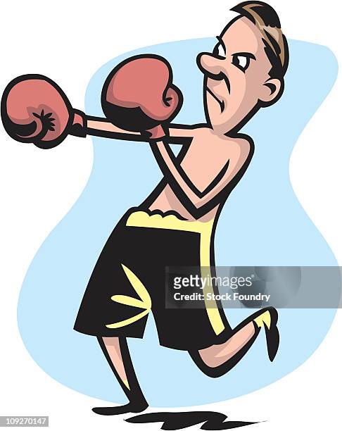 a man boxing - kampfsport schwingen stock-grafiken, -clipart, -cartoons und -symbole