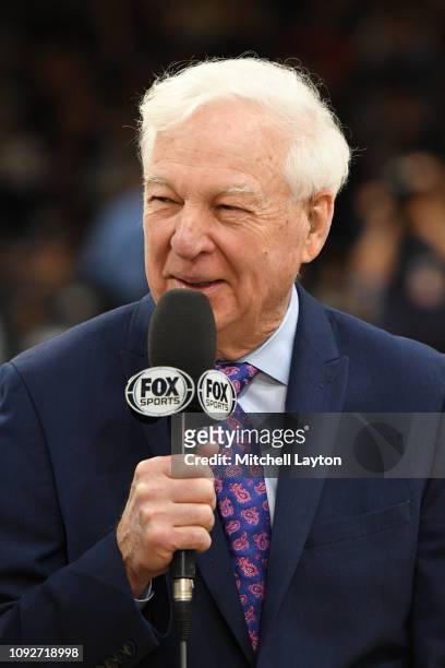 Fox announcer Bill Raftery on the air before a college basketball game between the St. John's Red Storm and the Villanova Wildcats at the Finneran...