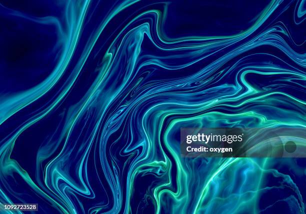 dark blue abstract painted marble illustration - colour ink in water stock-fotos und bilder