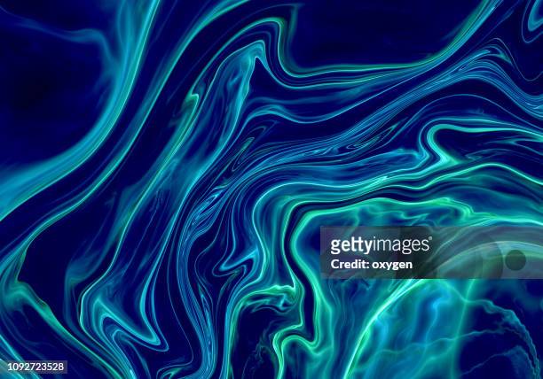 dark blue abstract painted marble illustration - turquoise ストックフォトと画像