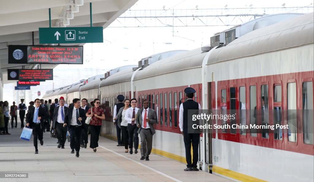 Passengers rush to make the first departure of the Addis Ababa–Djibouti Railway at Gare De Nagad Station in Djibouti. The railway was built by the China Railway Group and the China Civil Engineering Construction Corporation. 10JAN17 SCMP/Felix Wong