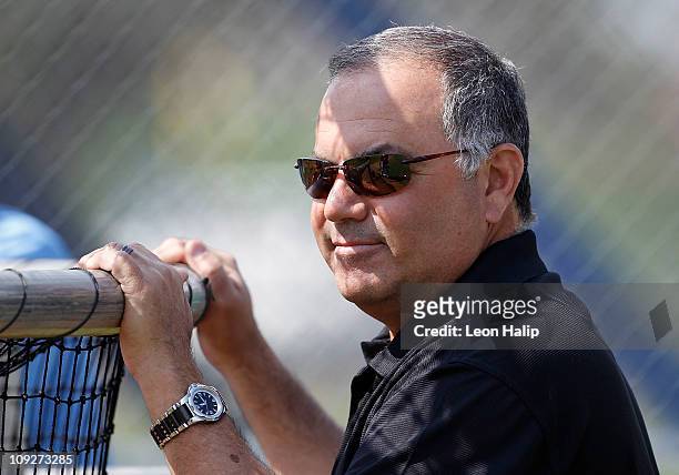 Detroit Tigers Vice President and Assistant General Manager Al Avila watches the action during Spring Training Workout on February 18, 2011 at Tiger...
