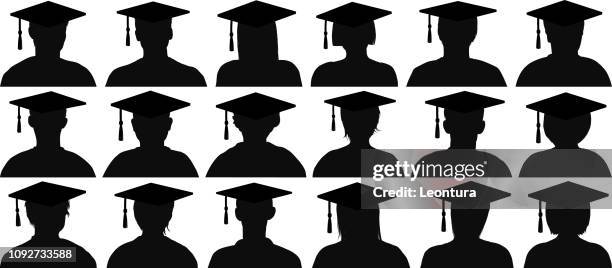 absolventinnen und absolventen - head and shoulders stock-grafiken, -clipart, -cartoons und -symbole