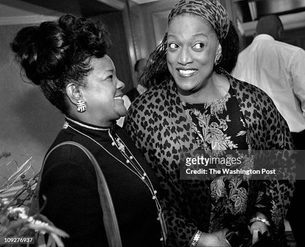 Kennedy Center Honorees, gospel singer Shirley Caesar and opera singer Jessye Norman, chat at the annual brunch given to Kennedy Center Awardees at...
