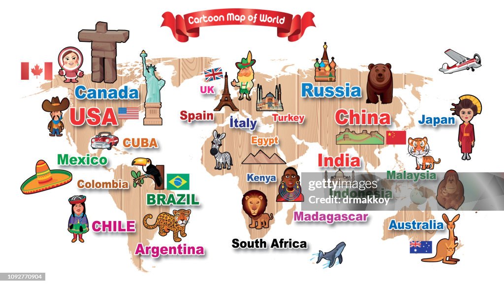 Cartoon-Karte der Welt