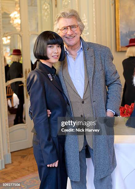 Rosey Chan and Arnaud Bamberger attend the presentation of Saloni's A/W 2011 collection during London Fashion Week on February 18, 2011 in London,...
