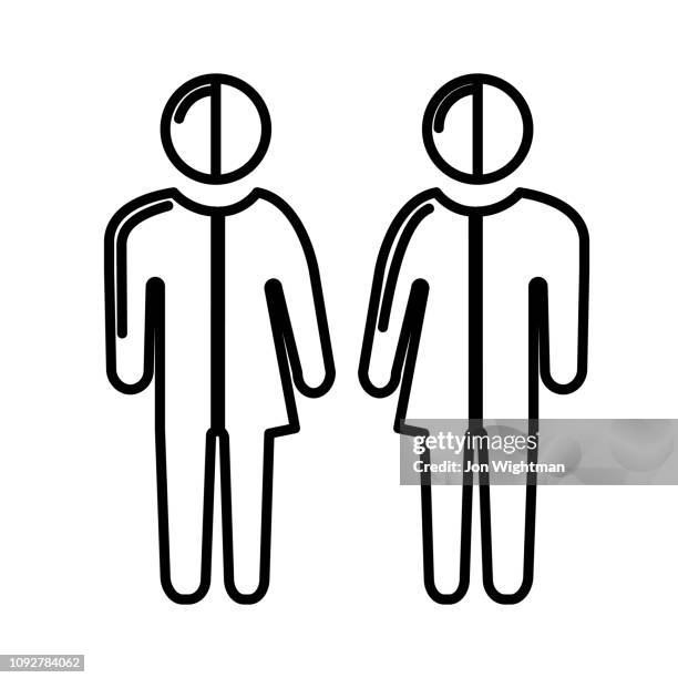 gender / sexuality line icon - gender fluid stock illustrations