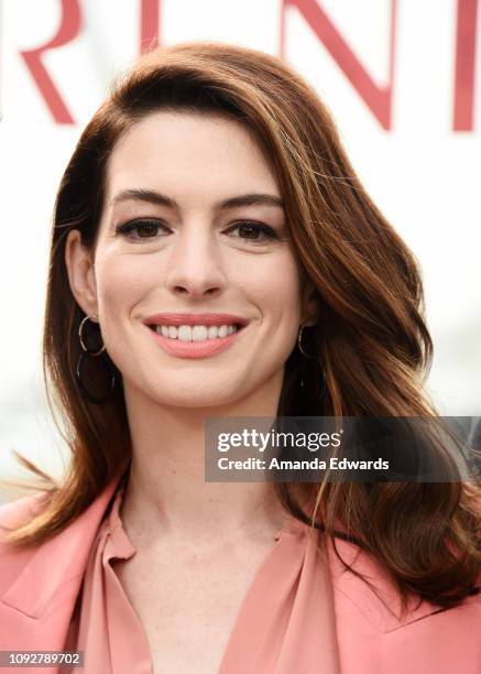 Anne Hathaway attends the Aviron Pictures "Serenity" photo call at the Ritz Carlton Hotel on January 11, 2019 in Marina del Rey, California.