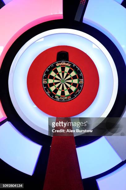 General view of the board prior to the start of the evening session during Day Seven of the BDO World Darts Championship at Lakeside Country Club on...