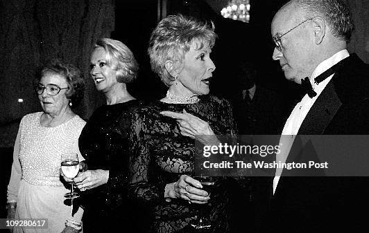 Juana Arias - TWP - Russian Embassy Wisconsin Ave - Pat Hitchcock O'connell, Tippi Hedren, Janet Leigh and Dr. Bob Beal talking at receiving line...