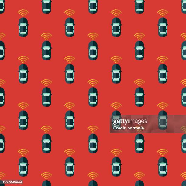 autonomous vehicle seamless pattern - laser scanning stock illustrations