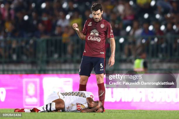 Andres Tunez of Buriram United in action during the Omsin Thailand Champions Cup match between Buriram United and Singha Chiangrai United at the Thai...