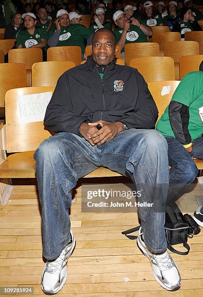 Former NBA player Dikembe Mutombo attends the NBA Cares All-Star Day of Service with City Year at Virgil Middle School on February 18, 2011 in Los...