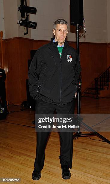 United States Secretary of Education Arne Duncan attends the NBA Cares All-Star Day of Service with City Year at Virgil Middle School on February 18,...