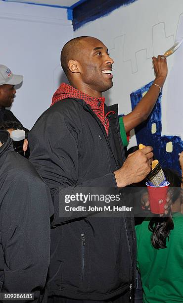 Kobe Bryant of the Los Angeles Lakers attends the NBA Cares All-Star Day of Service with City Year at Virgil Middle School on February 18, 2011 in...