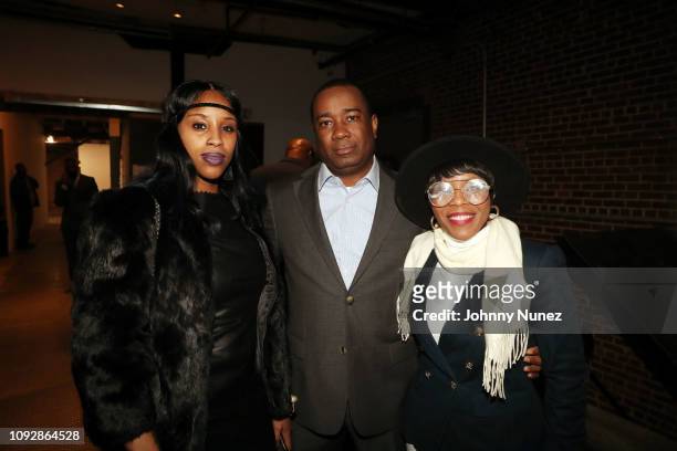 Fairley McCaskill, Orlando McGhee, and Tenisha Purcell attend the Super Bowl LIII Power Of Influence Awards at Coco Studios on February 1, 2019 in...