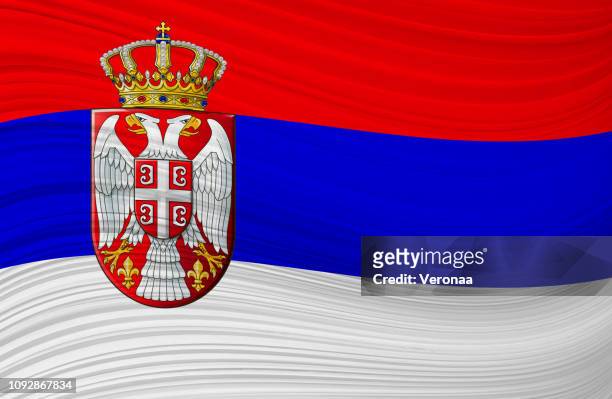 serbian waving flag - serbian flag stock illustrations