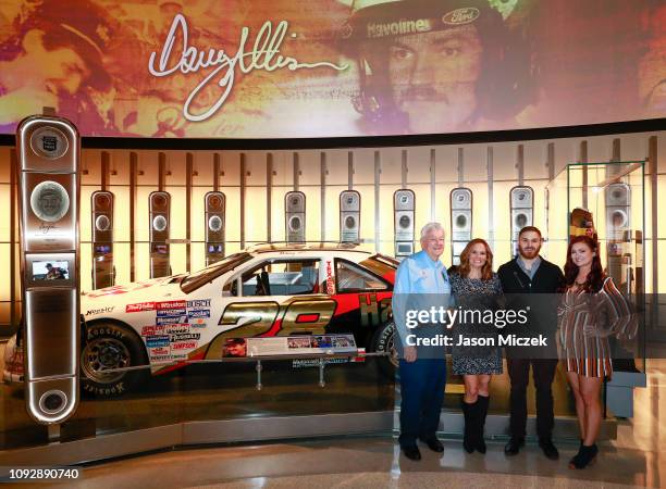 From left: Bobby Allison, Liz Allison, Robbie Allison and Krista Allison are pictured in front of 2019 NASCAR Hall of Fame inductee's Davey Allison's...