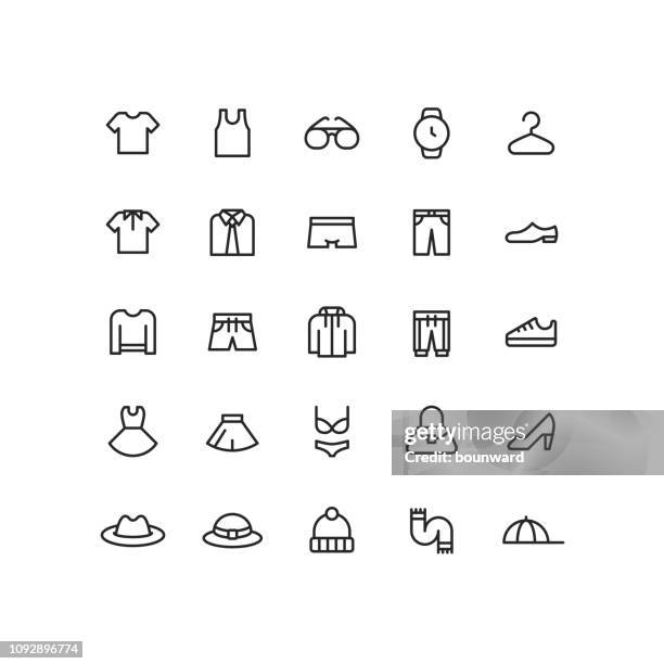 ilustrações de stock, clip art, desenhos animados e ícones de outline clothes icons - saia