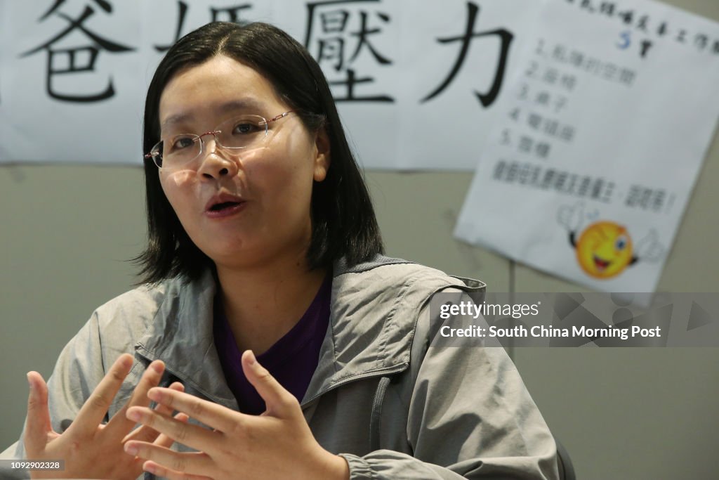 Member of Wong Tai Sin District Council Mabel Tam Mei-po, attends a FTU (Hong Kong Federation of Trade Unions) press conference that announces survey results on public support towards breastfeeding in Tamar. 28APR17 SCMP / Edward Wong