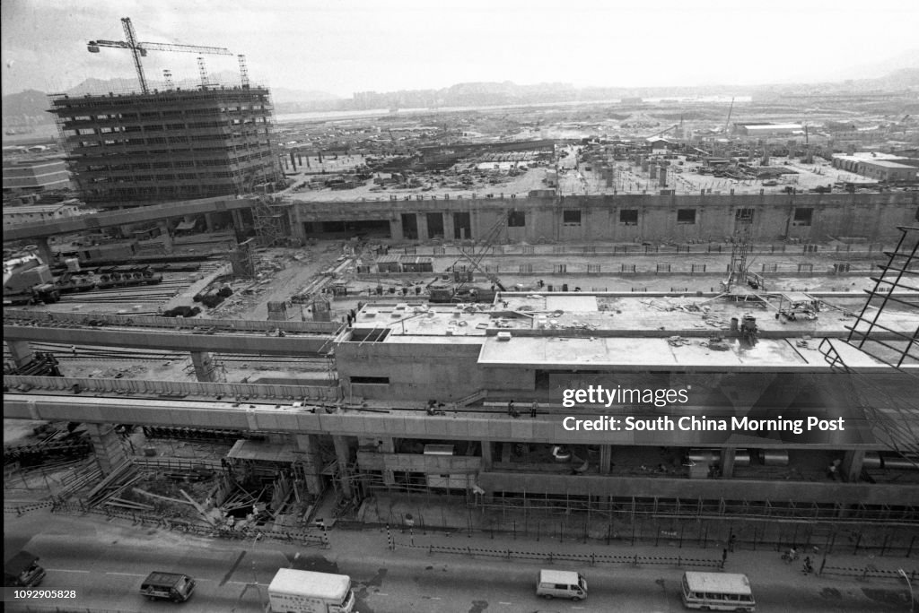 The construction of the Mass Transit Railway's Kowloon Bay Station and the Telford Gardens right above it. 29JUN78