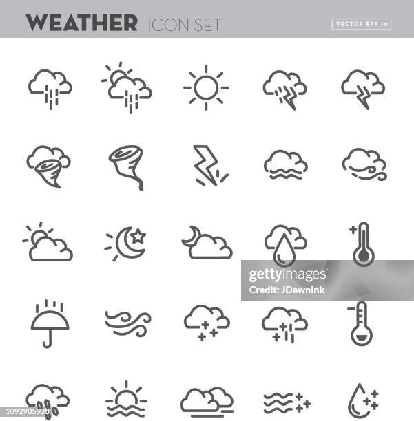 weather flat simple outline design icon set - smog icon stock illustrations