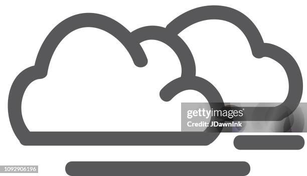 overcast clouds weather flat simple outline design icon - cloudy sky stock illustrations