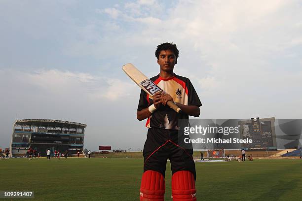 Nitish Kumar during the Canada nets session ahead of the 2011 ICC World Cup at the Mahinda Rajapaksa International Cricket Stadium on February 19,...