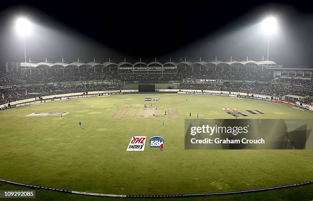 General view of the stadium during the Bangladesh v India opening game of the ICC 2011 World Cup at Shere-e-Bangla National Stadium on February 19,...