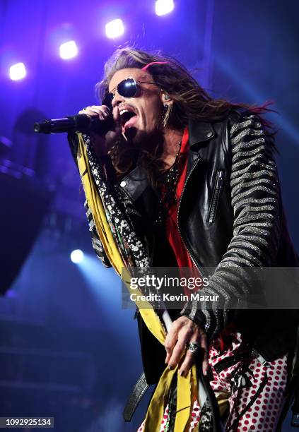 Steven Tyler of Aerosmith performs onstage during Day 2 of Bud Light Super Bowl Music Fest at State Farm Arena on February 1, 2019 in Atlanta,...