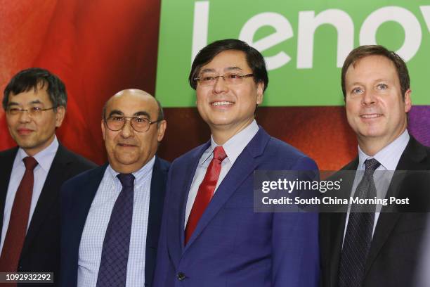 Lenovo's Executive Vice President & CFO Wong Wai-ming; Corporate President & COO Gianfranco Lanci; Chairman Yang Yuanqing and Executive Vice...