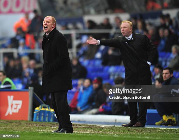 Gary Megson the Sheffield Wednesday coach shouts instructions as Alex McLeish the Birmingham City coach looks on during the FA Cup Sponsored by e.on...