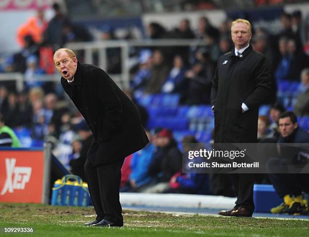 Gary Megson the Sheffield Wednesday coach shouts instructions as Alex McLeish the Birmingham City coach looks on during the FA Cup Sponsored by e.on...