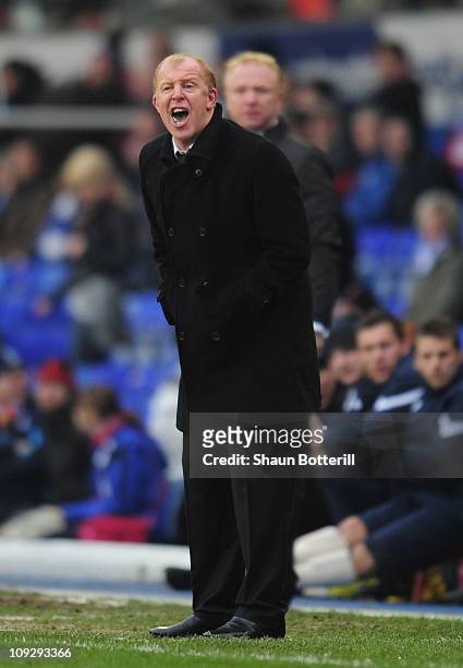 Gary Megson the Sheffield Wednesday coach shouts instructions during the FA Cup Sponsored by e.on 5th Round match between Birmingham City and...