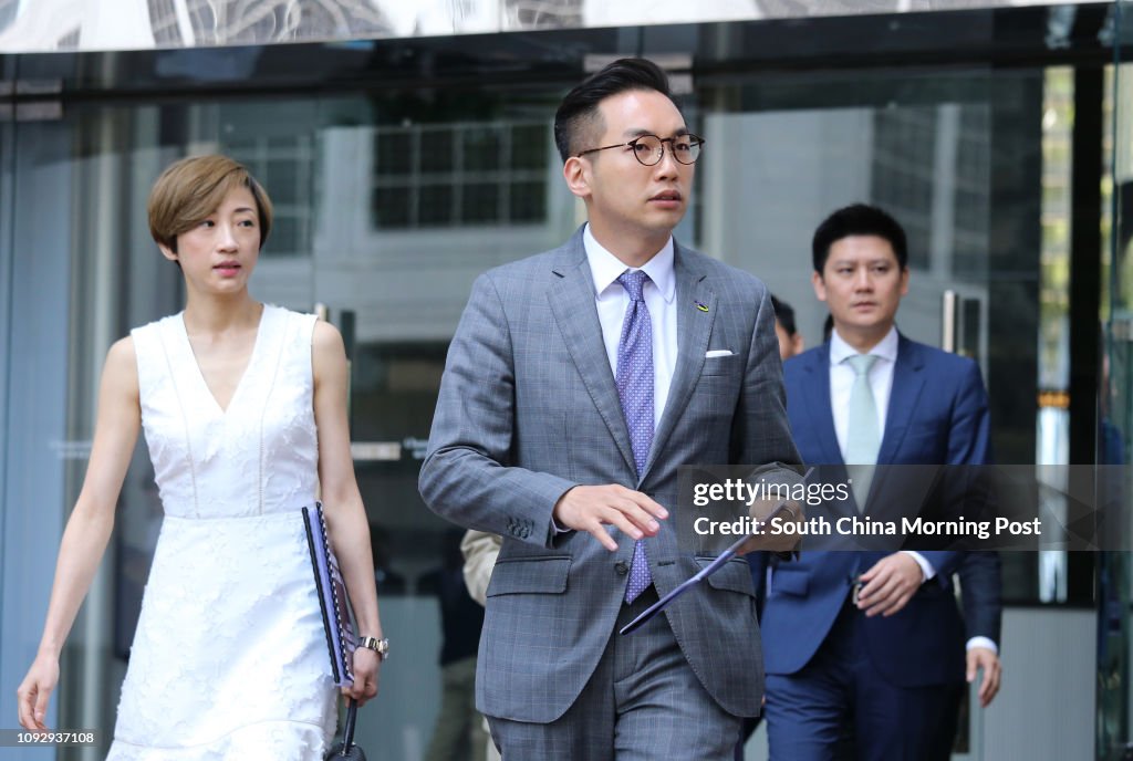 (L to R) Lawmakers Tanya Chan Suk-chong, Alvin Yeung Ngok-kiu, Jeremy Jansen Tam Man-ho, along with other members of Civic Party meets Chief Executive-elect Carrie Lam Cheng Yuet-ngor at the Champion Tower in Central. 29MAY17 SCMP / Dickson Lee