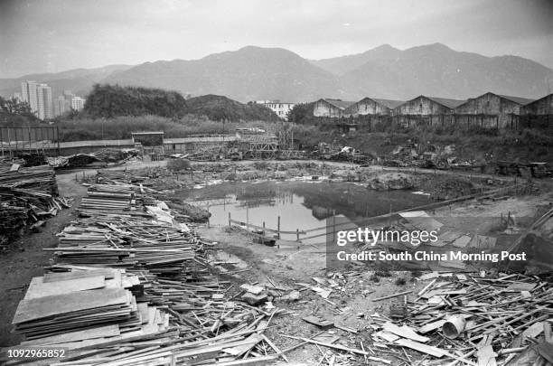 Construction site in Tuen Mun at Tai Hing estate where a girl, Lau Pui-shan, was drowned. 17JAN83