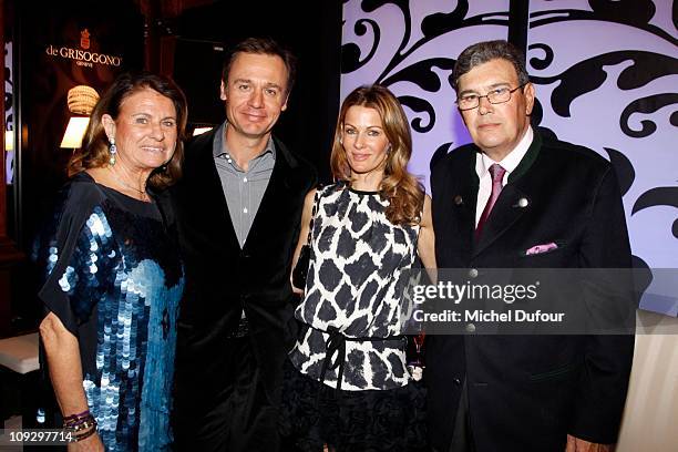 Mrs Michel Pastor, Ernesto Bertarelli, Kirsty Bertarelli and Michel Pastor attend the De Grisogono Jewellery new collection party on February 17,...