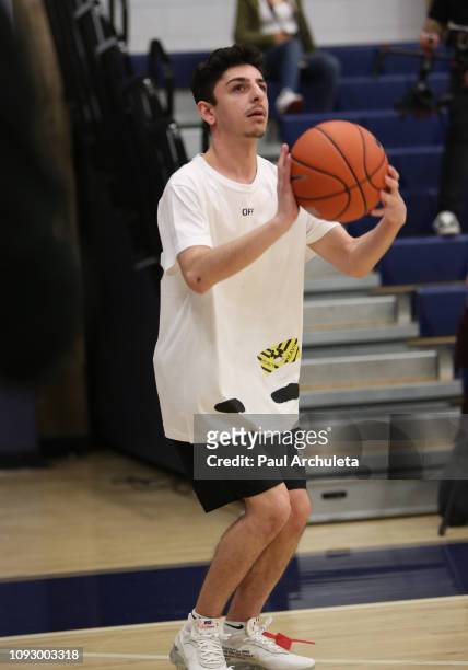 Social Media Personality Faze Rug attends the Ace Family celebrity basketball shootout for $100K at Sierra Canyon High School on January 11, 2019 in...