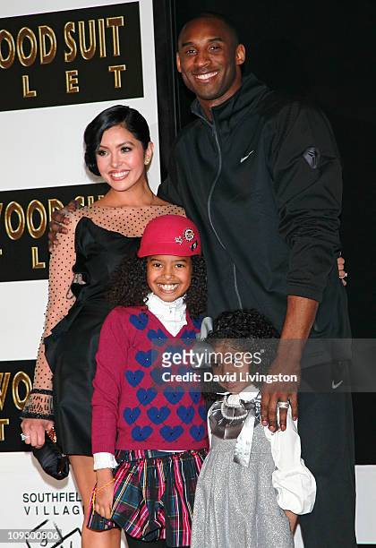 Player Kobe Bryant, wife Vanessa Bryant and daughters Natalia Diamante Bryant and Gianna Maria-Onore Bryant attend his hand and footprint ceremony at...