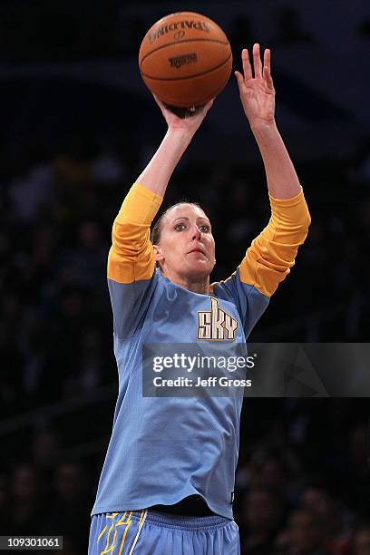 Cathrine Kraayeveld of the Chicago Sky and playing for Team Chicago competes in the Haier Shooting Stars Competition apart of NBA All-Star Saturday...