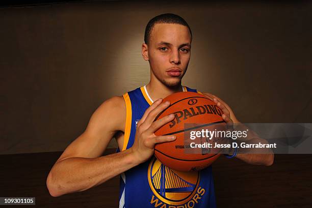 Stephen Curry of the Golden State Warriors poses for a portrait prior to the 2011 Taco Bell Skills Challenge as part of 2011 All-Star Saturday Night...